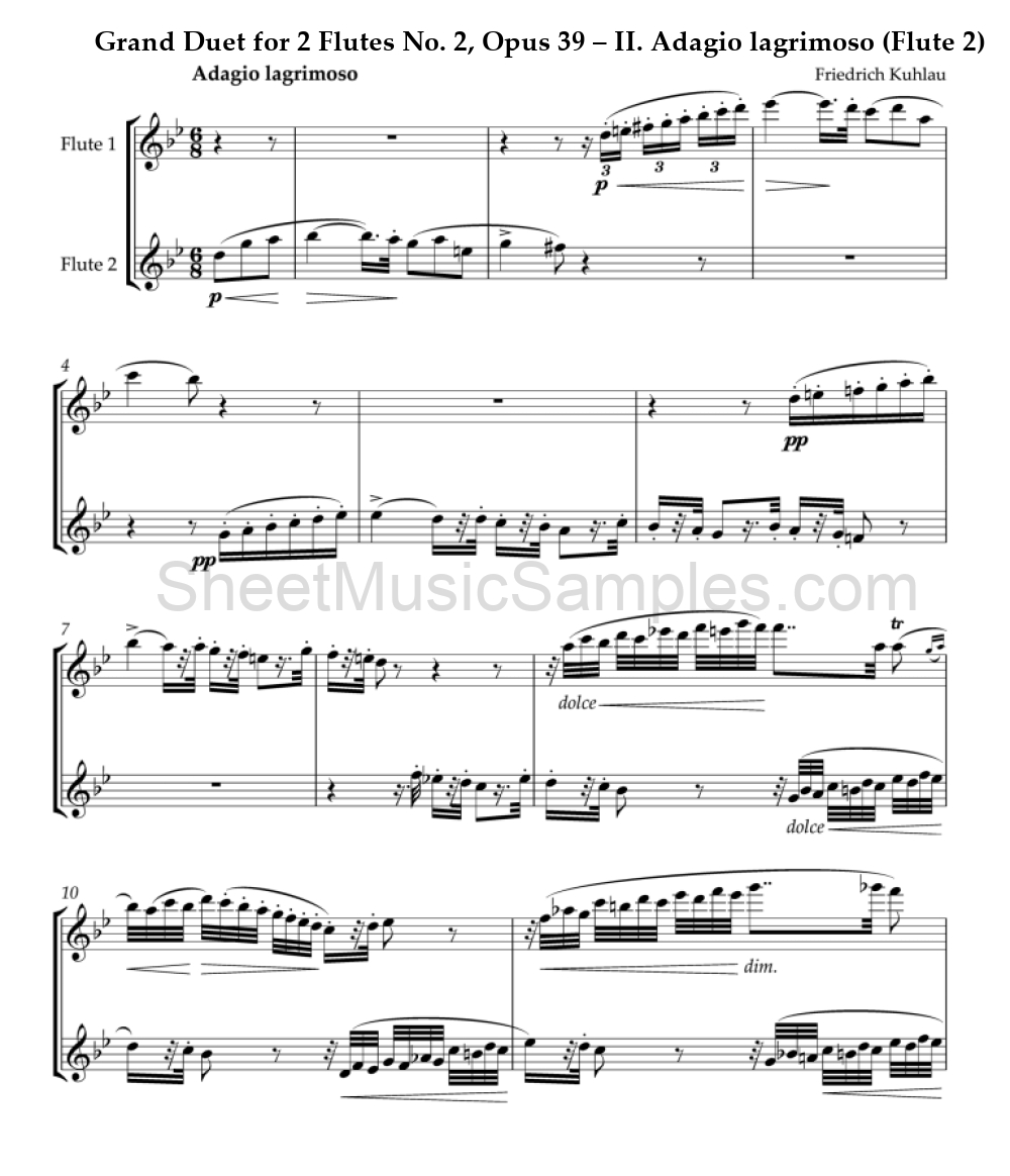 Grand Duet for 2 Flutes No. 2, Opus 39 – II. Adagio lagrimoso (Flute 2)