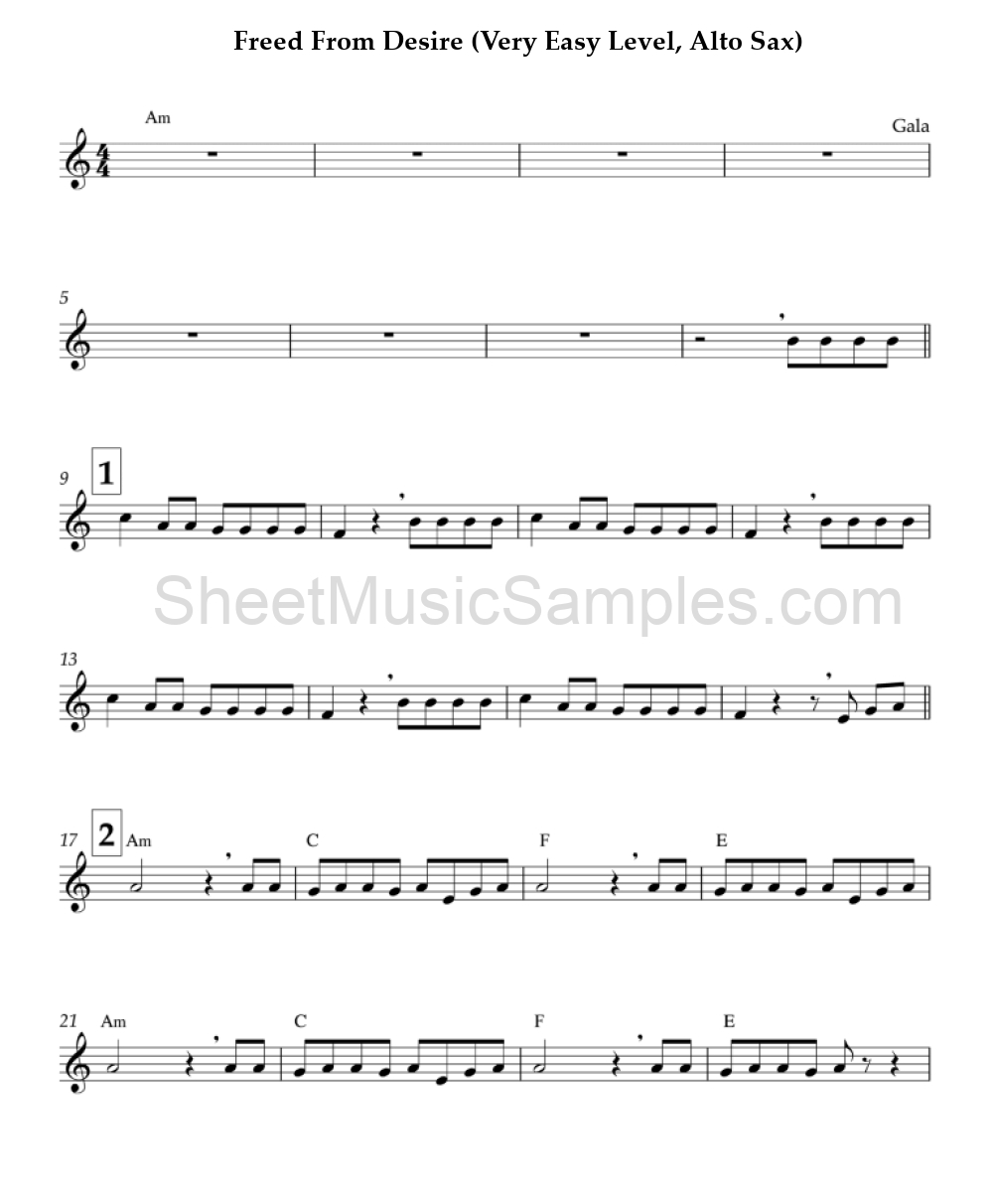 Freed From Desire (Very Easy Level, Alto Sax)