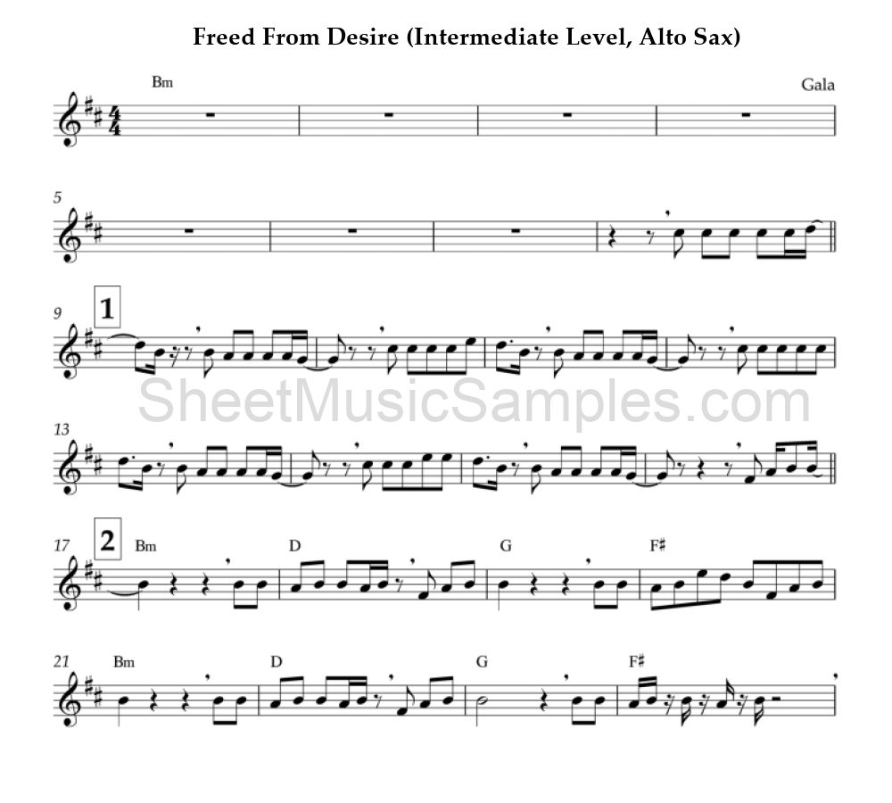 Freed From Desire (Intermediate Level, Alto Sax)