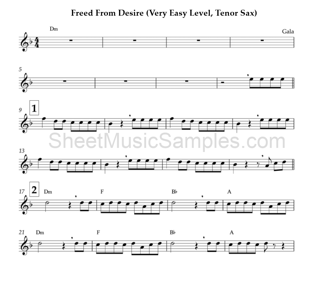 Freed From Desire (Very Easy Level, Tenor Sax)