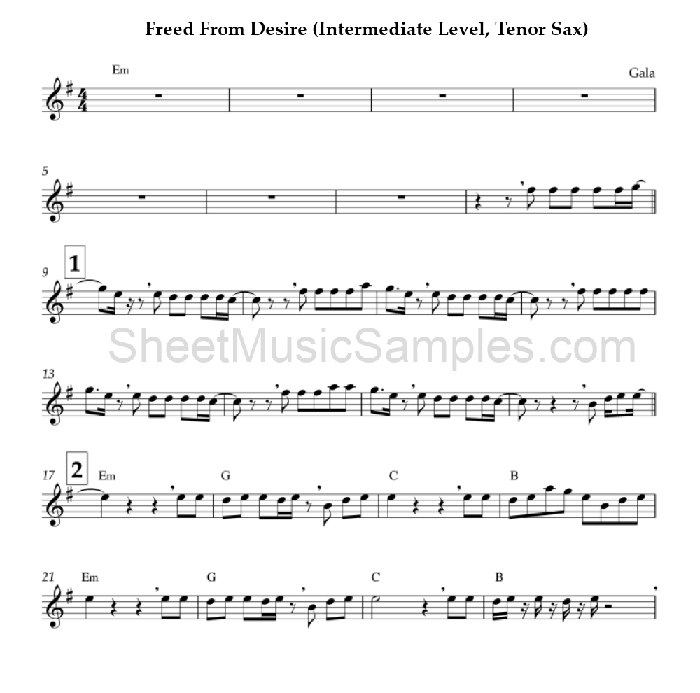 Freed From Desire (Intermediate Level, Tenor Sax)