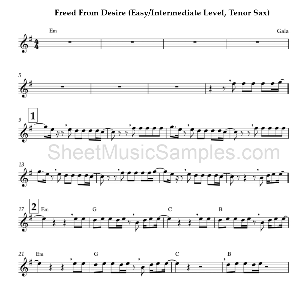 Freed From Desire (Easy/Intermediate Level, Tenor Sax)