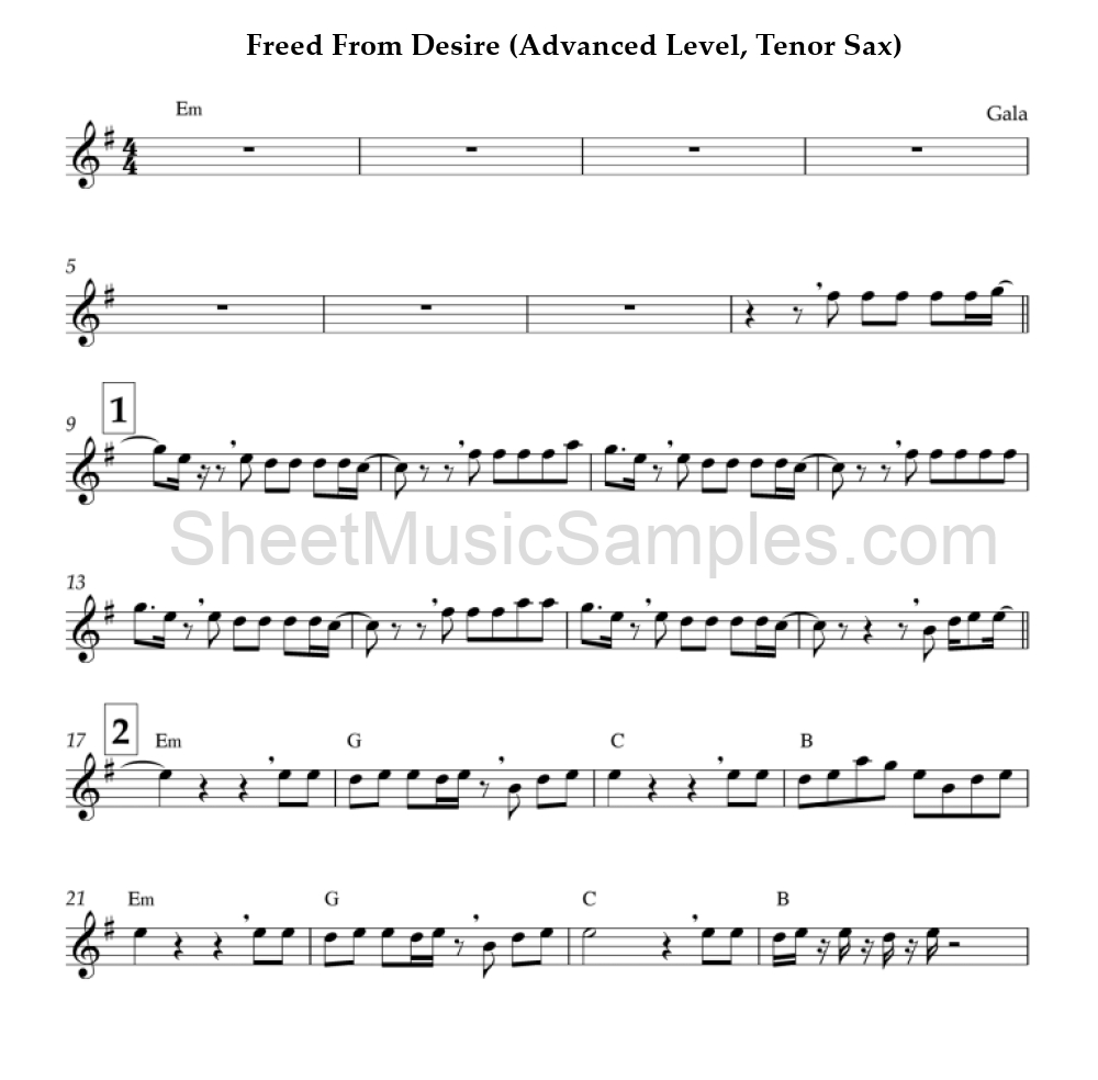 Freed From Desire (Advanced Level, Tenor Sax)