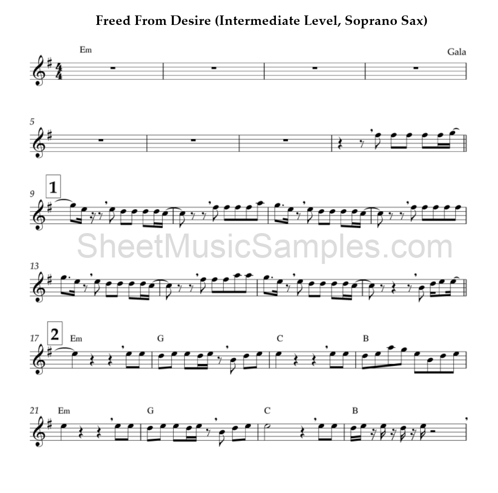 Freed From Desire (Intermediate Level, Soprano Sax)