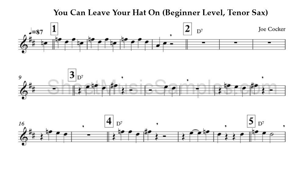 You Can Leave Your Hat On (Beginner Level, Tenor Sax)