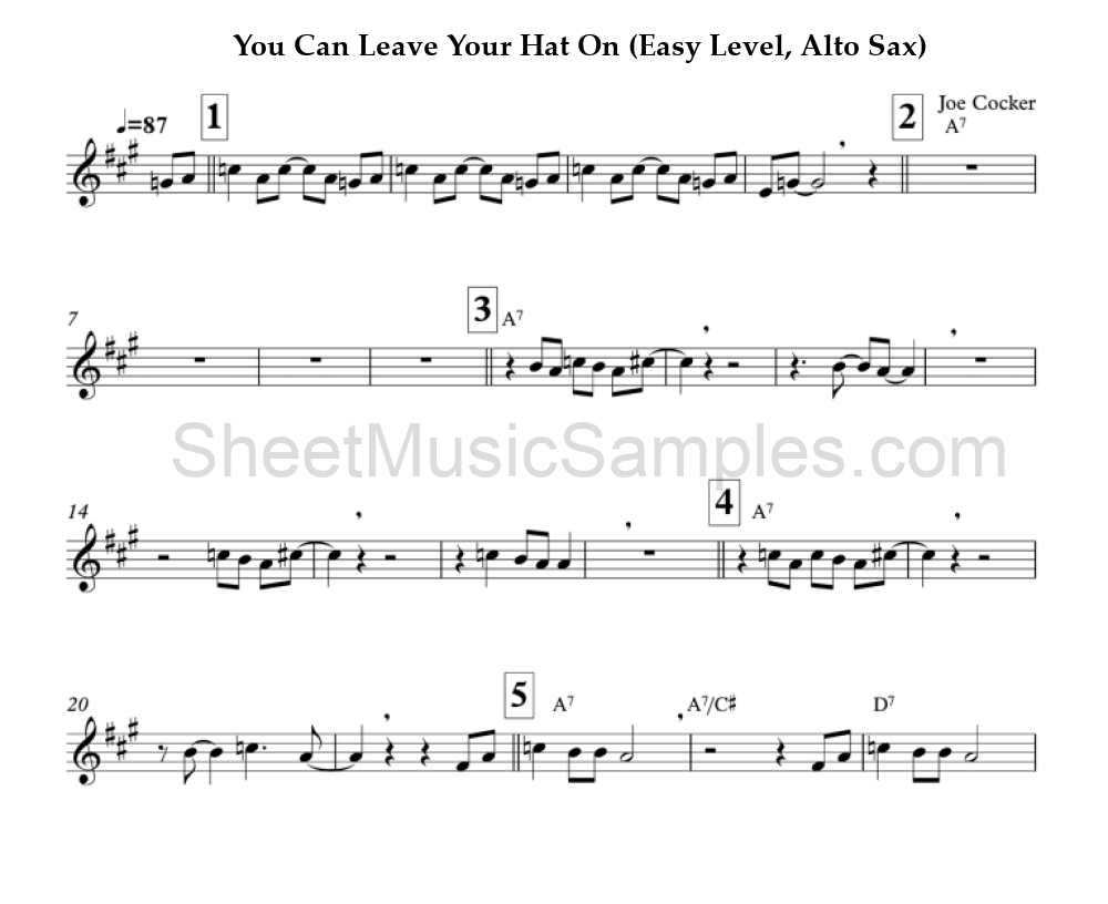 You Can Leave Your Hat On (Easy Level, Alto Sax)