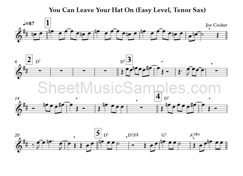 You Can Leave Your Hat On (Easy Level, Tenor Sax)