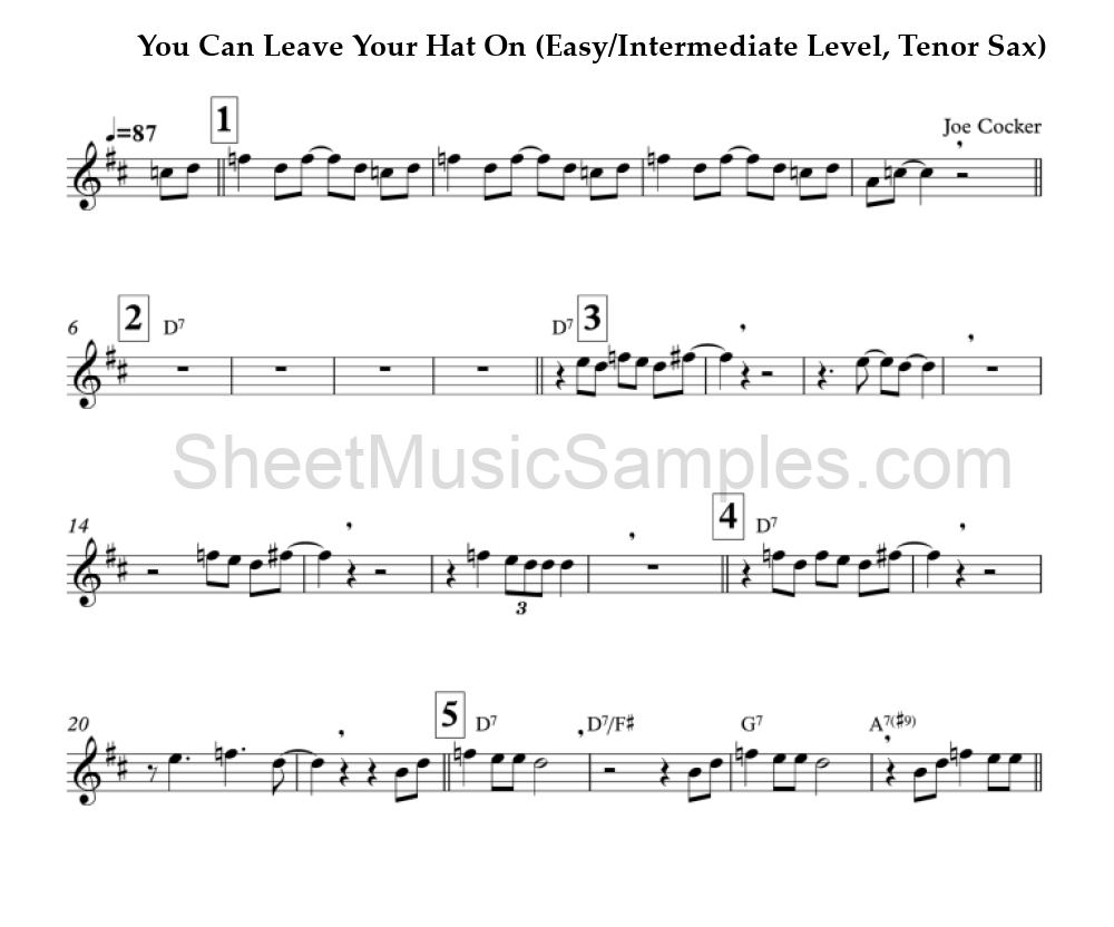 You Can Leave Your Hat On (Easy/Intermediate Level, Tenor Sax)