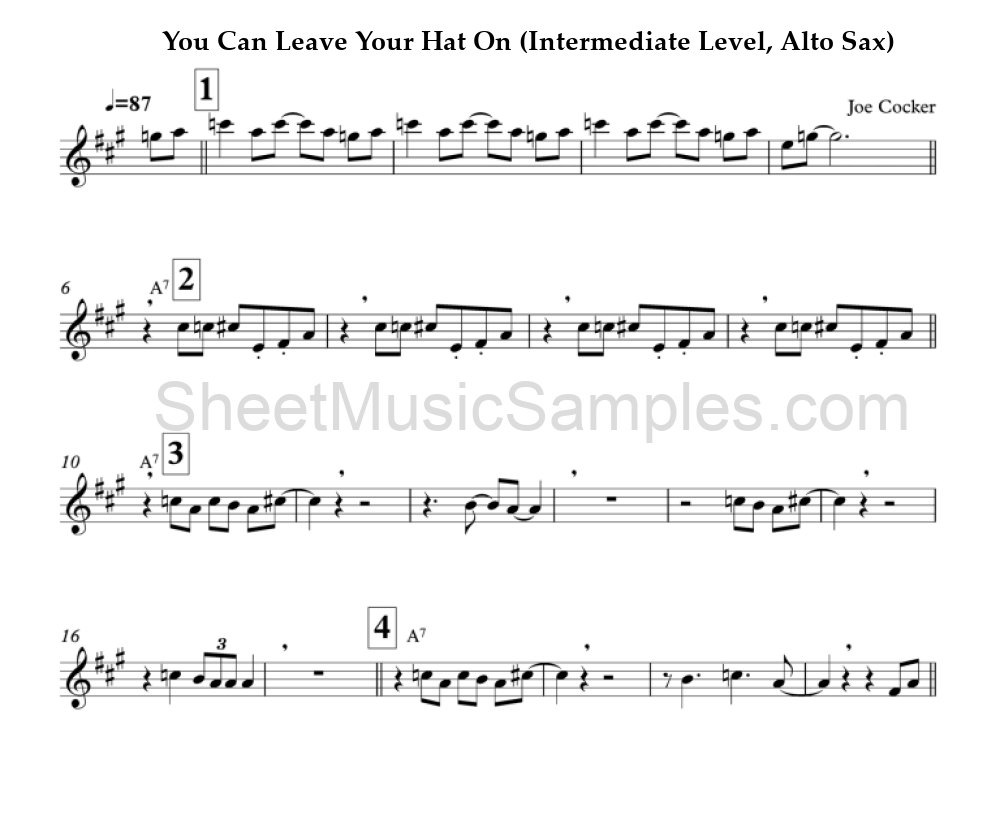 You Can Leave Your Hat On (Intermediate Level, Alto Sax)