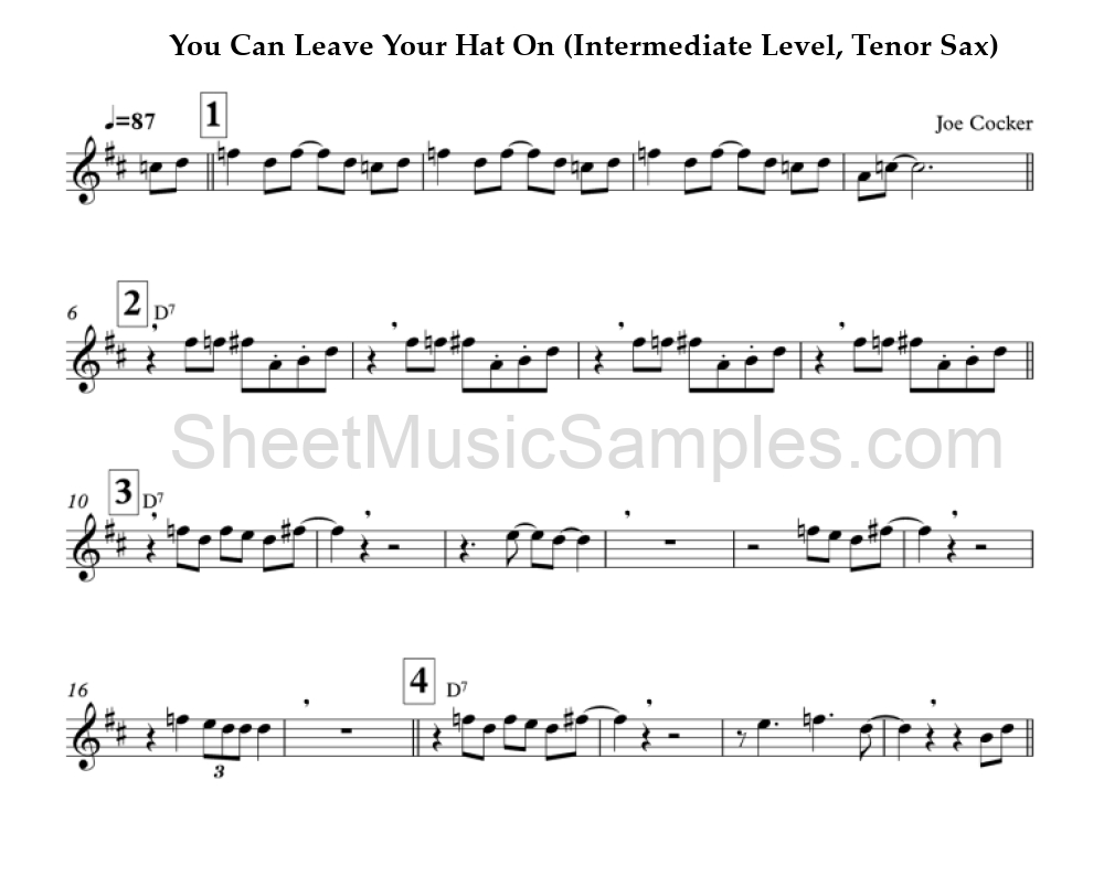 You Can Leave Your Hat On (Intermediate Level, Tenor Sax)