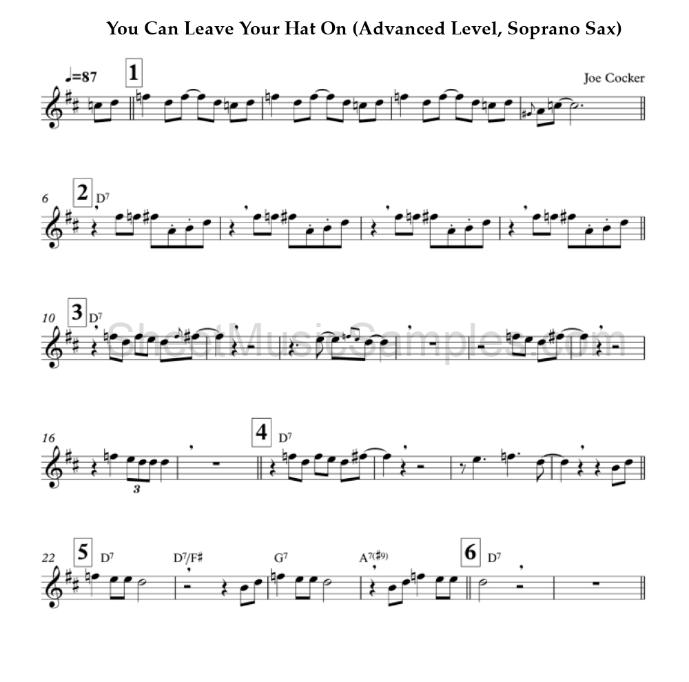 You Can Leave Your Hat On (Advanced Level, Soprano Sax)