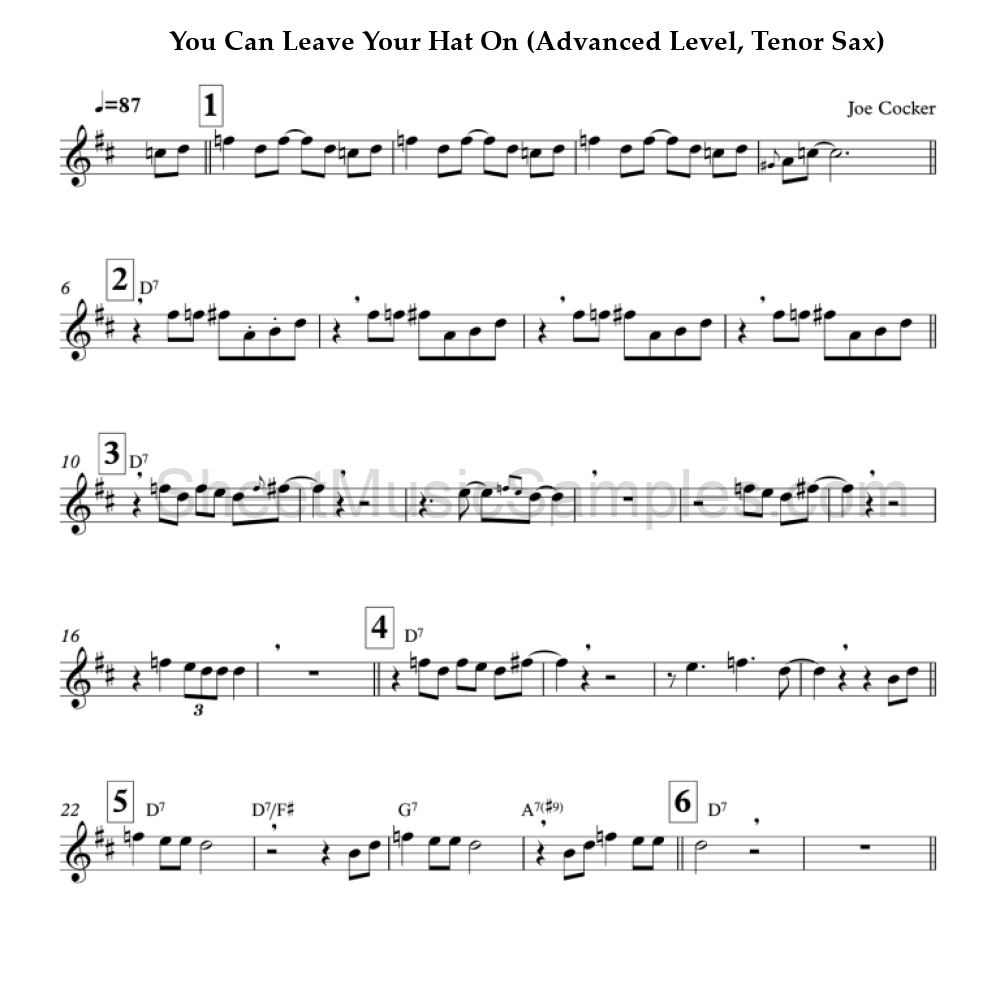 You Can Leave Your Hat On (Advanced Level, Tenor Sax)