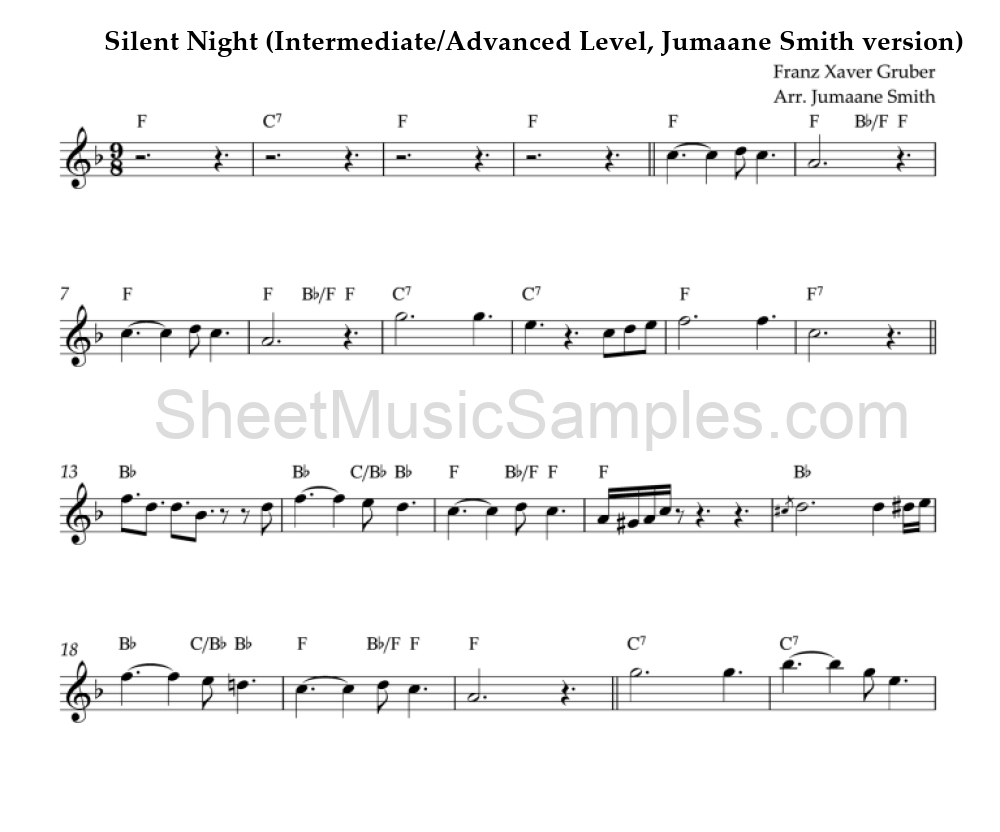 Silent Night (Intermediate/Advanced Level, Jumaane Smith version)