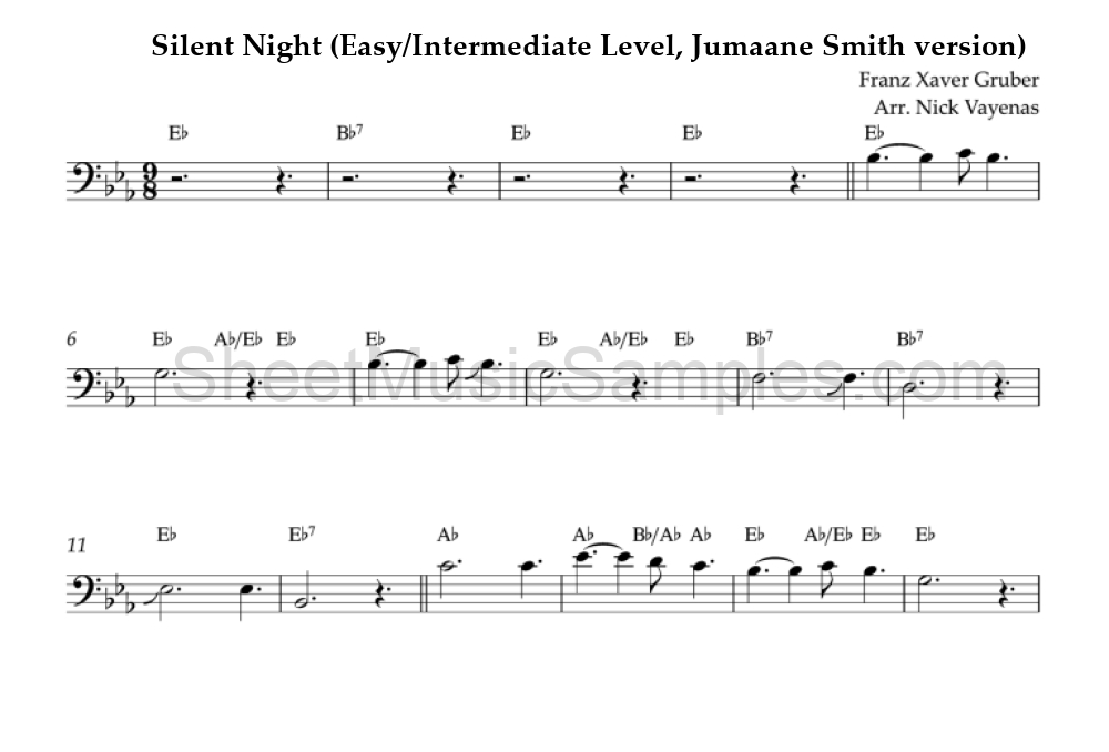 Silent Night (Easy/Intermediate Level, Jumaane Smith version)