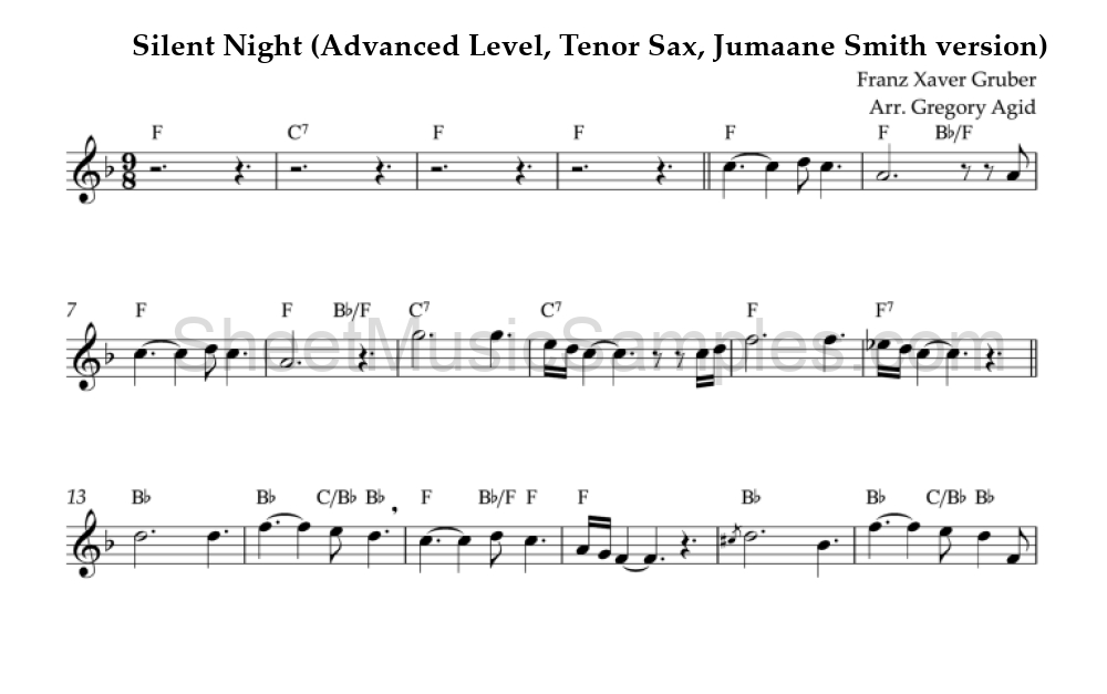 Silent Night (Advanced Level, Tenor Sax, Jumaane Smith version)