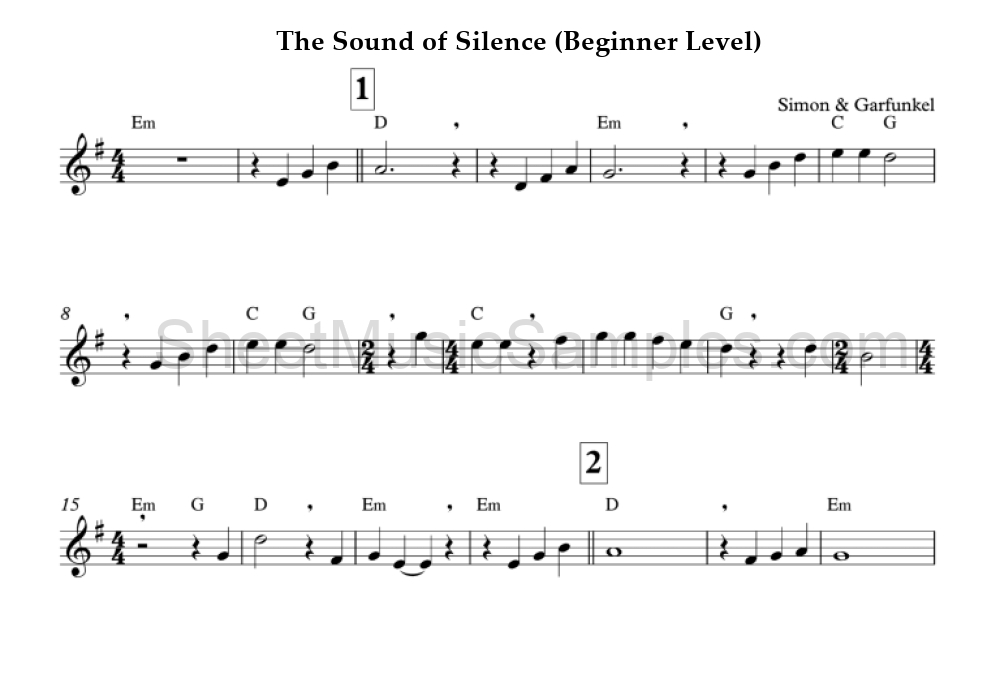 The Sound of Silence (Beginner Level)