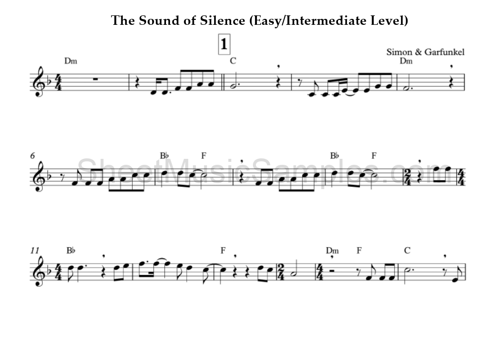 The Sound of Silence (Easy/Intermediate Level)