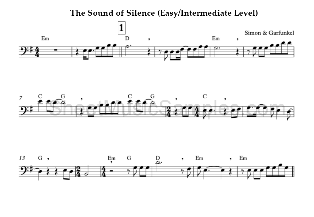 The Sound of Silence (Easy/Intermediate Level)