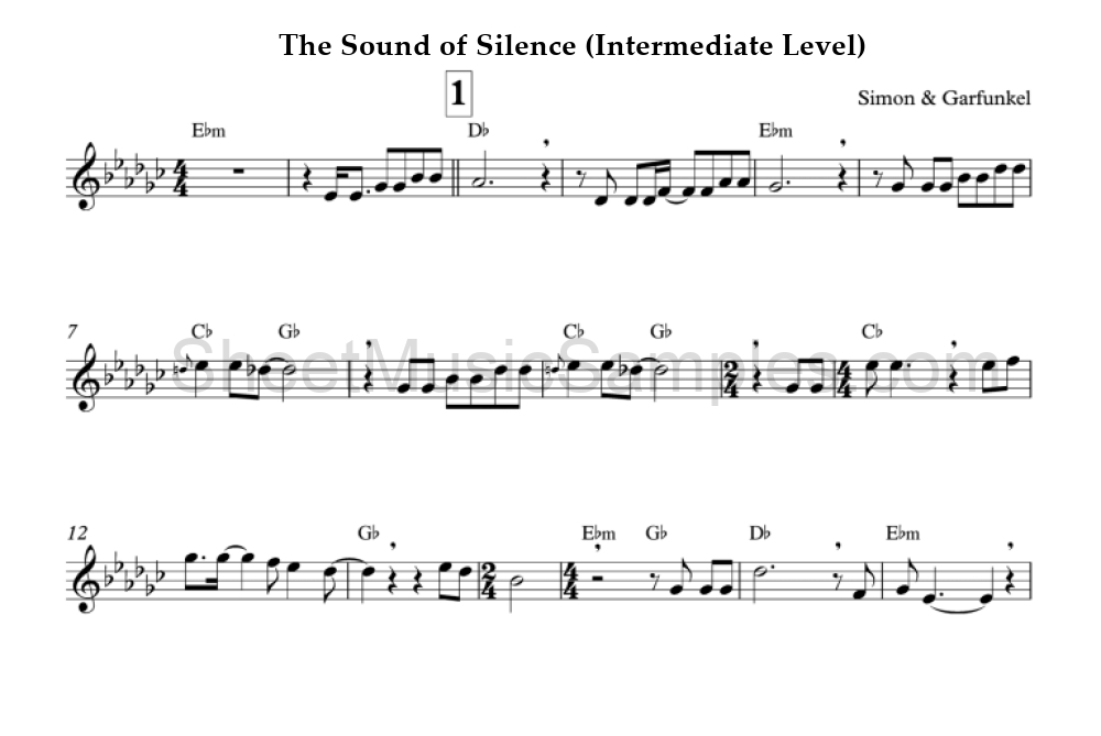 The Sound of Silence (Intermediate Level)