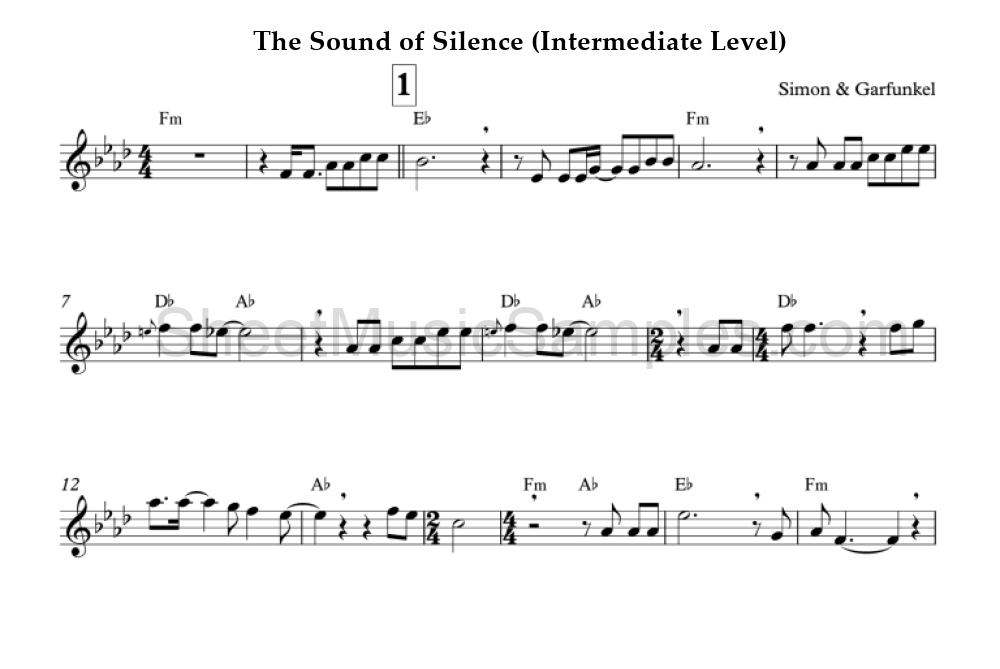 The Sound of Silence (Intermediate Level)