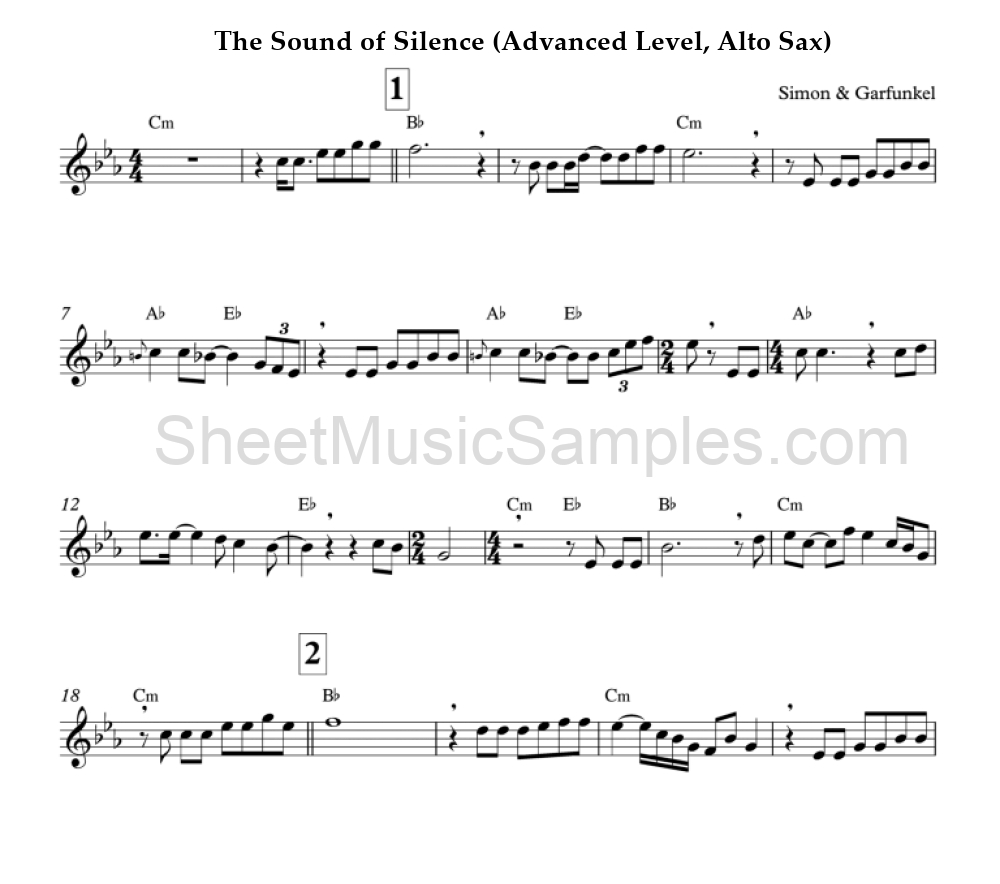 The Sound of Silence (Advanced Level, Alto Sax)