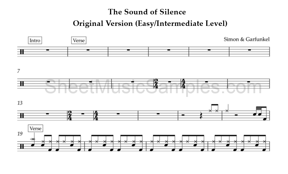 The Sound of Silence - Original Version (Easy/Intermediate Level)