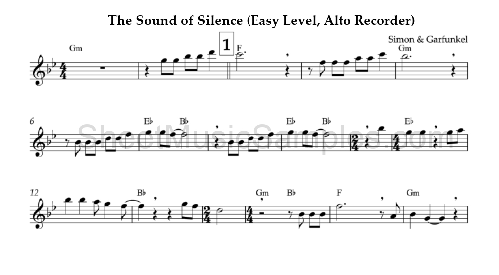 The Sound of Silence (Easy Level, Alto Recorder)