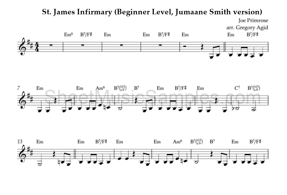 St. James Infirmary (Beginner Level, Jumaane Smith version)