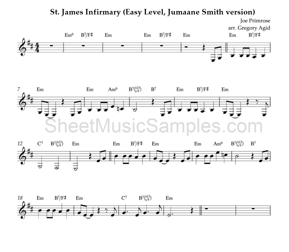 St. James Infirmary (Easy Level, Jumaane Smith version)