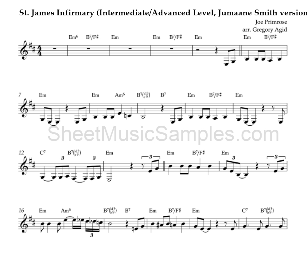 St. James Infirmary (Intermediate/Advanced Level, Jumaane Smith version)