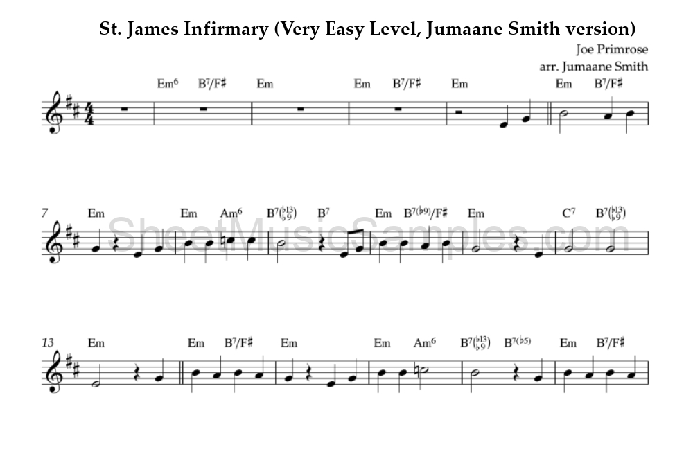 St. James Infirmary (Very Easy Level, Jumaane Smith version)