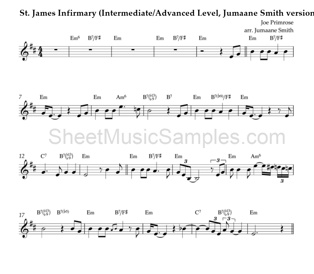 St. James Infirmary (Intermediate/Advanced Level, Jumaane Smith version)