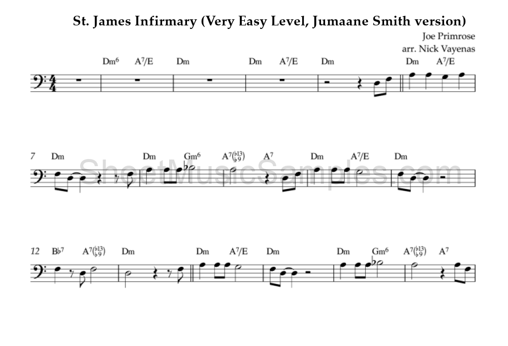 St. James Infirmary (Very Easy Level, Jumaane Smith version)