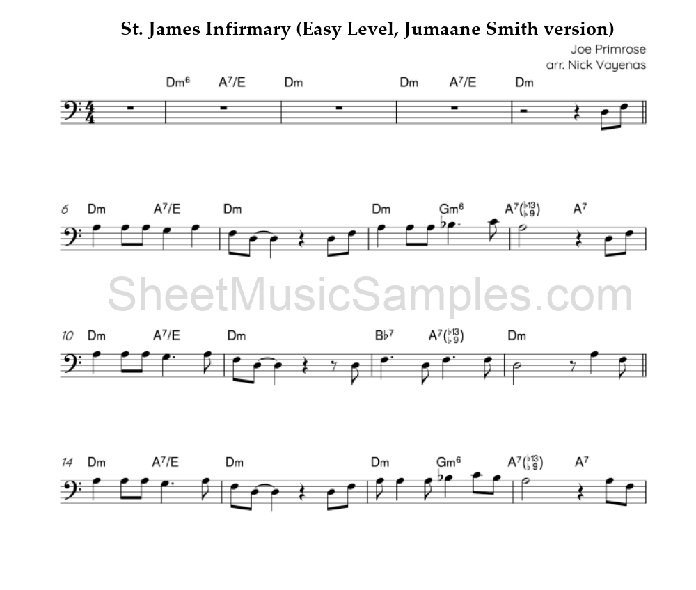 St. James Infirmary (Easy Level, Jumaane Smith version)