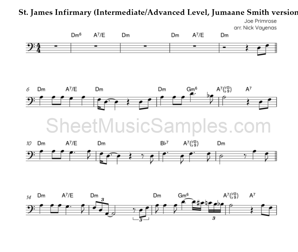 St. James Infirmary (Intermediate/Advanced Level, Jumaane Smith version)