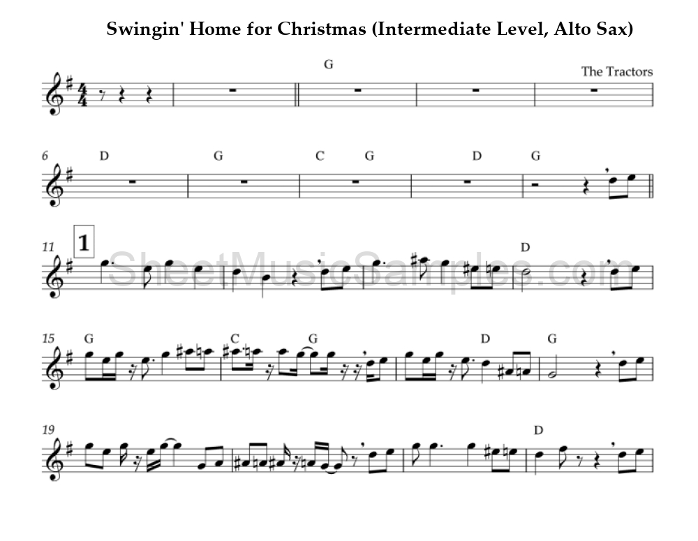 Swingin' Home for Christmas (Intermediate Level, Alto Sax)