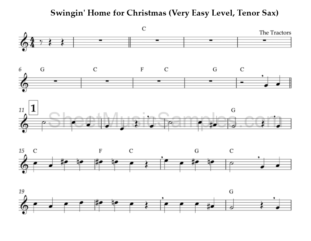 Swingin' Home for Christmas (Very Easy Level, Tenor Sax)