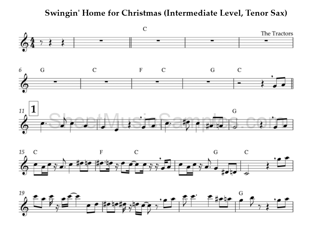 Swingin' Home for Christmas (Intermediate Level, Tenor Sax)