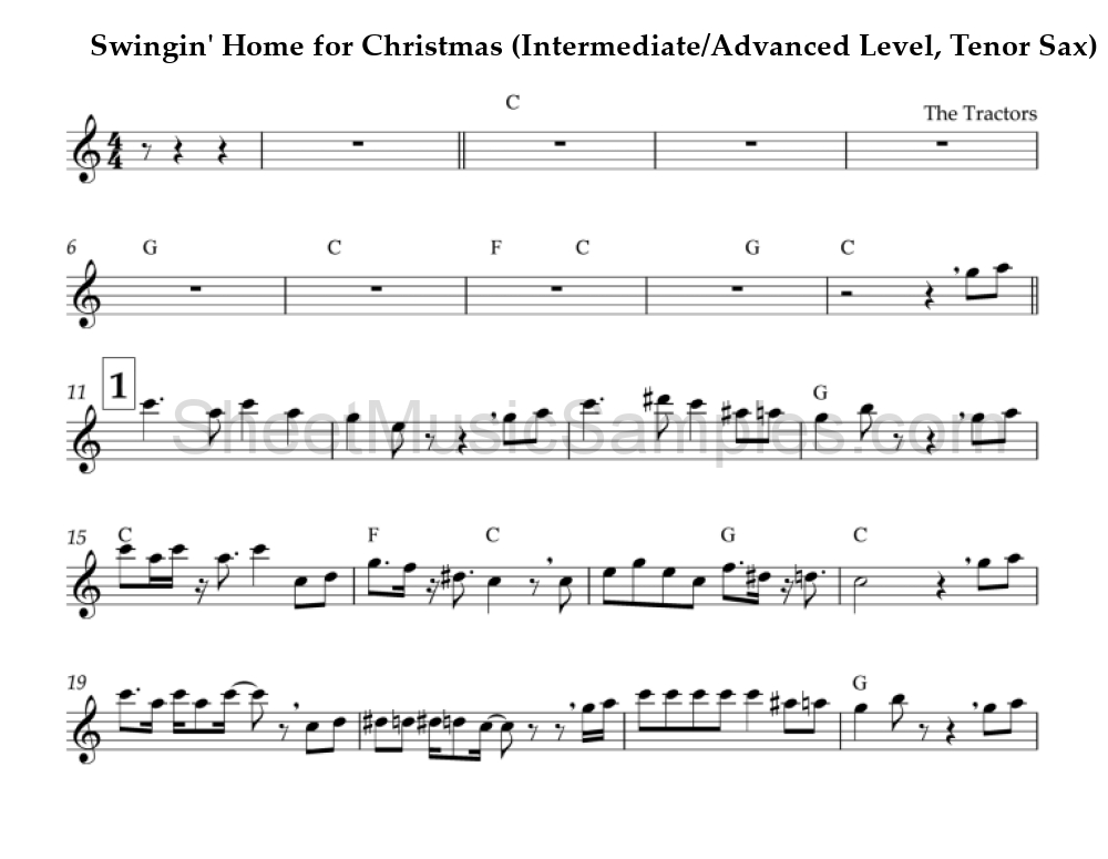 Swingin' Home for Christmas (Intermediate/Advanced Level, Tenor Sax)