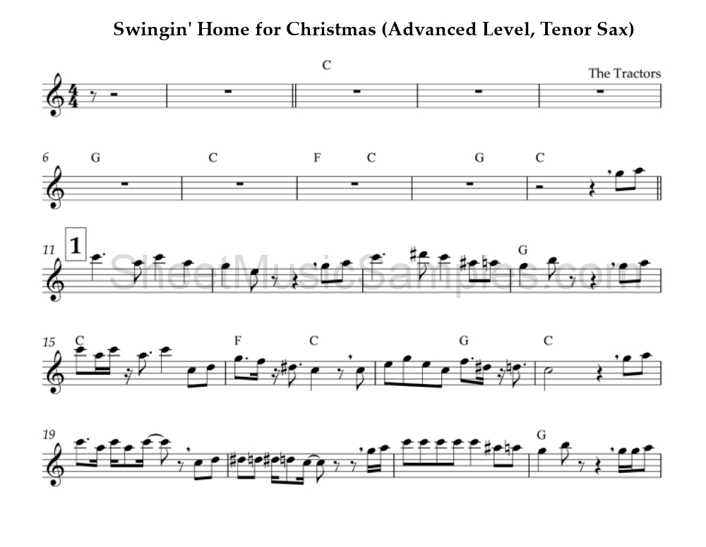 Swingin' Home for Christmas (Advanced Level, Tenor Sax)