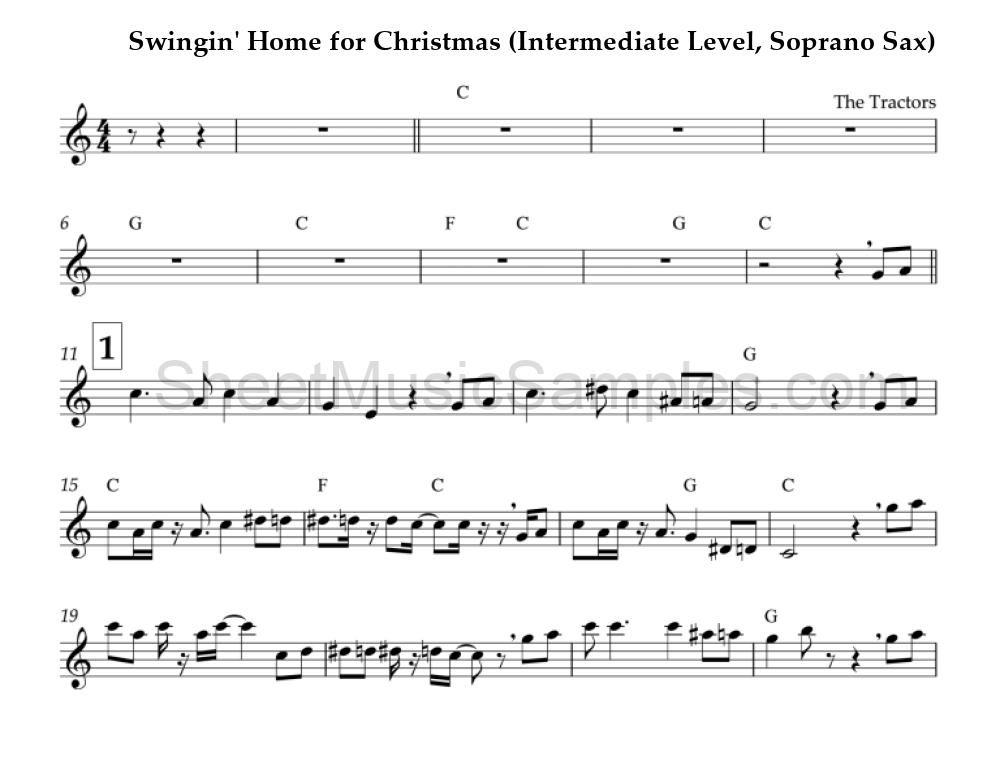 Swingin' Home for Christmas (Intermediate Level, Soprano Sax)