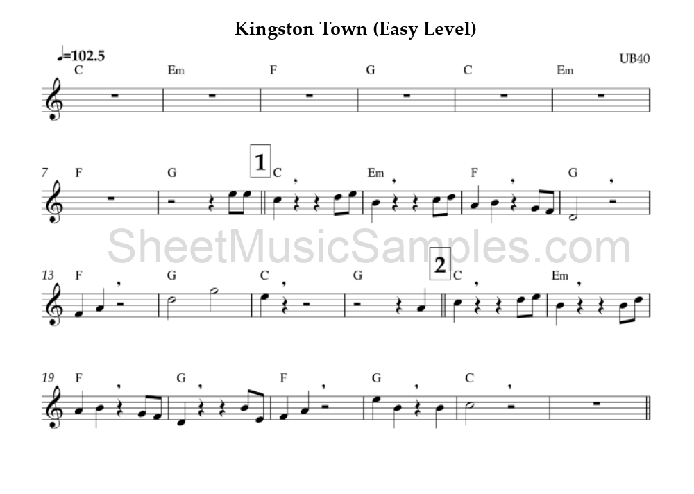 Kingston Town (Easy Level)