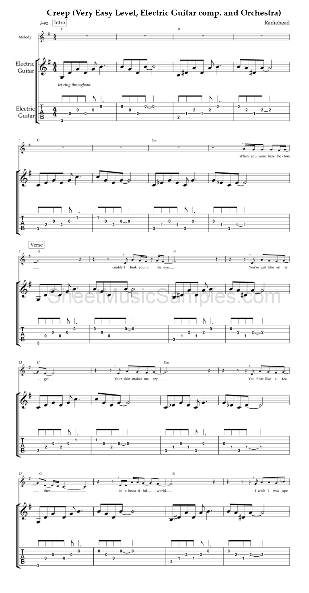 Creep (Very Easy Level, Electric Guitar comp. and Orchestra)