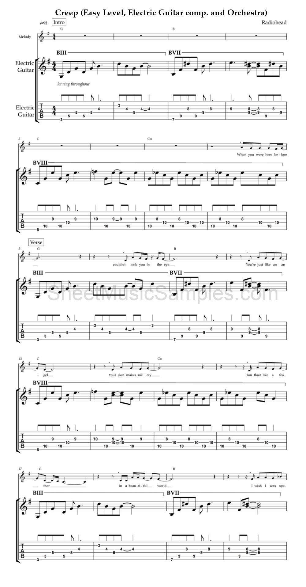 Creep (Easy Level, Electric Guitar comp. and Orchestra)