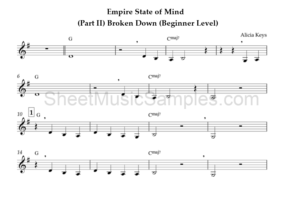 Empire State of Mind - (Part II) Broken Down (Beginner Level)