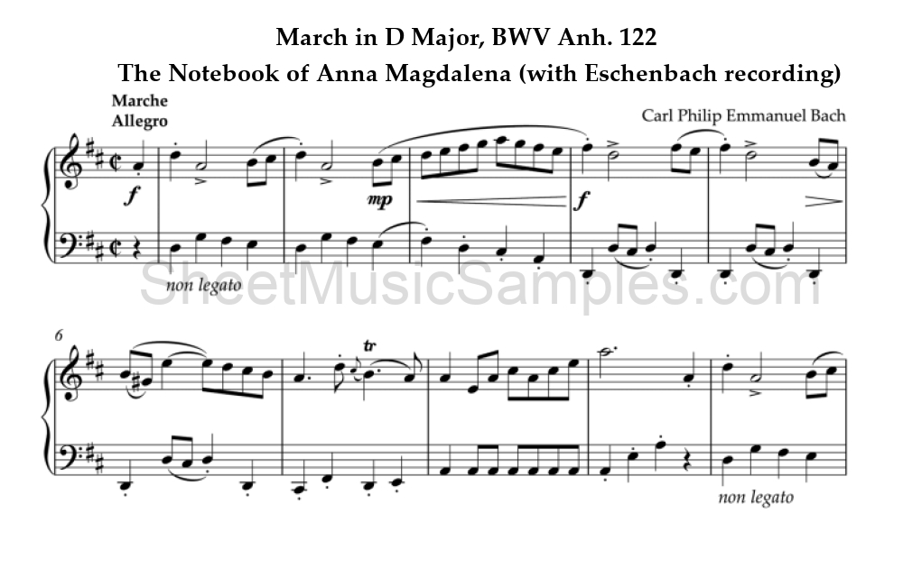 March in D Major, BWV Anh. 122 - The Notebook of Anna Magdalena (with Eschenbach recording)