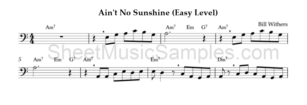 Ain't No Sunshine (Easy Level)