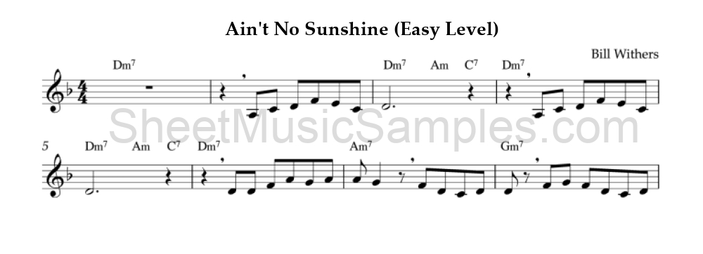 Ain't No Sunshine (Easy Level)