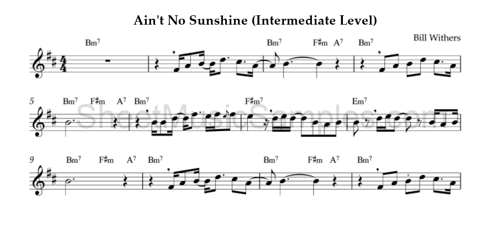 Ain't No Sunshine (Intermediate Level)