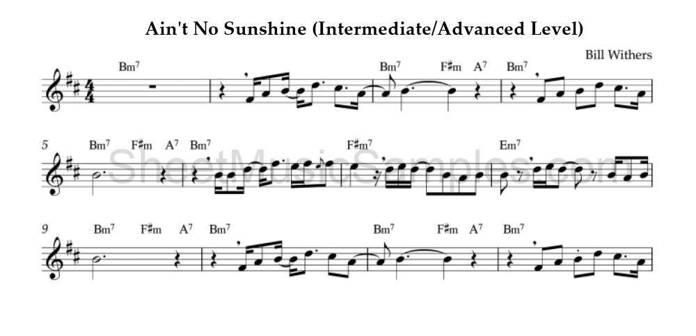 Ain't No Sunshine (Intermediate/Advanced Level)